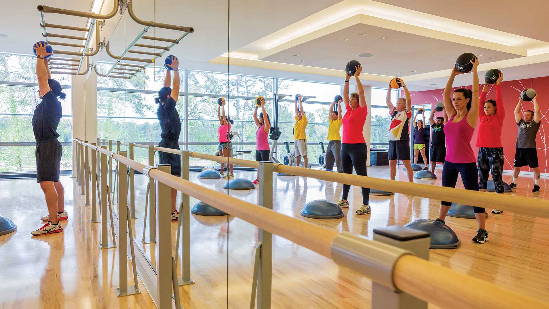 Exercise class offered at the houston campus wellness center.