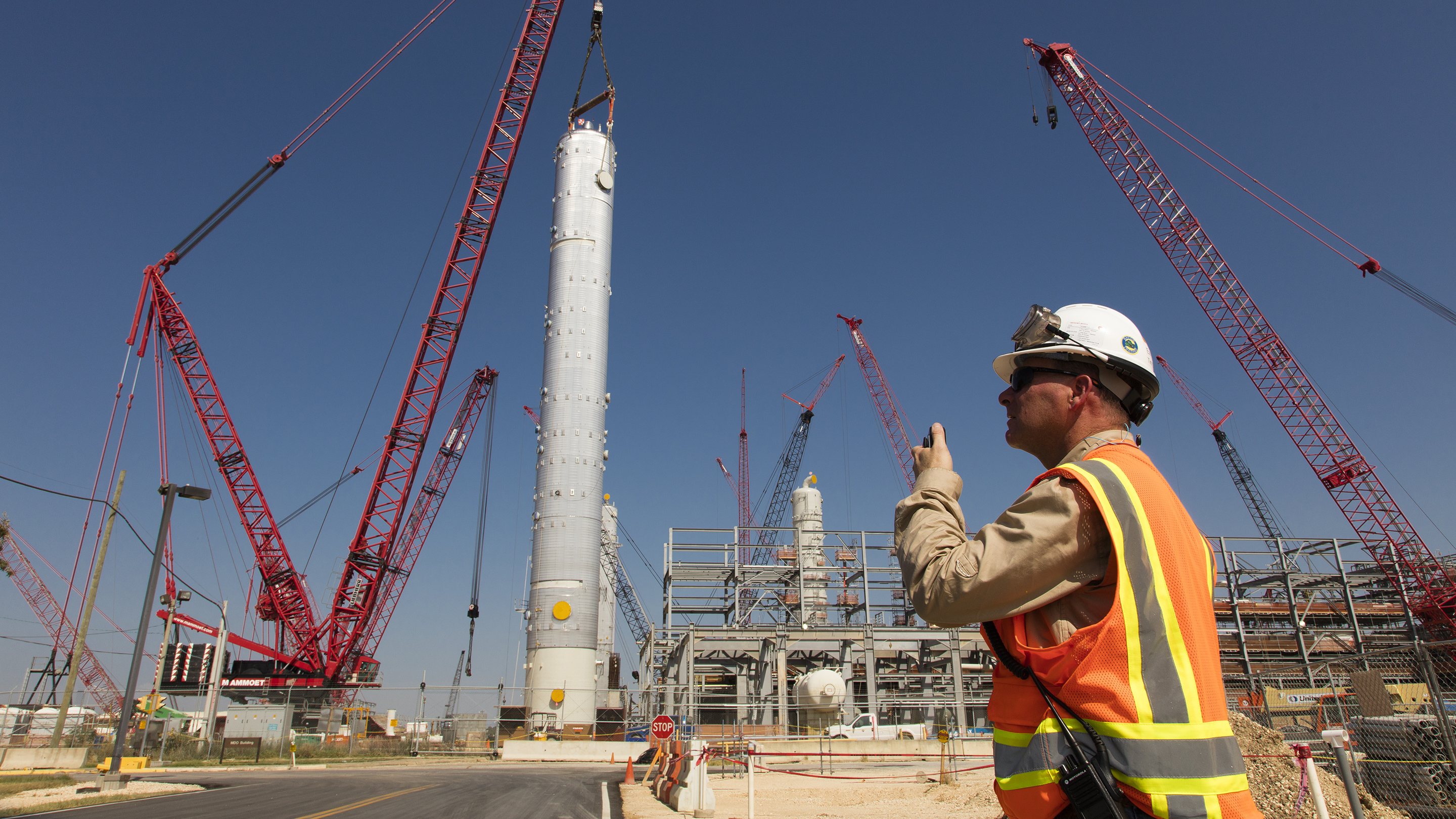 An ExxonMobil worker onsite in Baytown