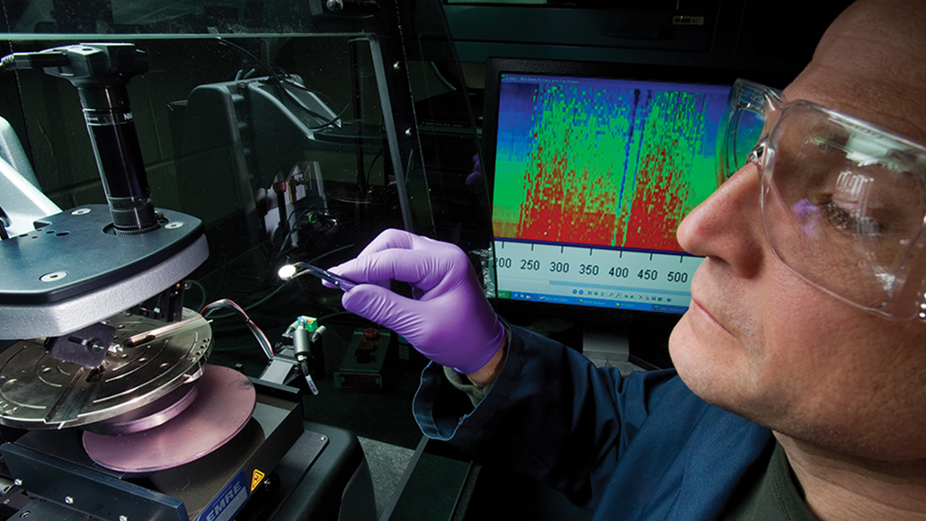 An ExxonMobil employee using a profilometer