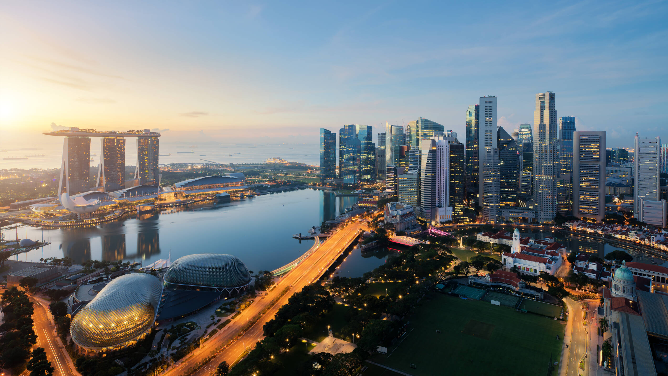 Singapore skyline at night