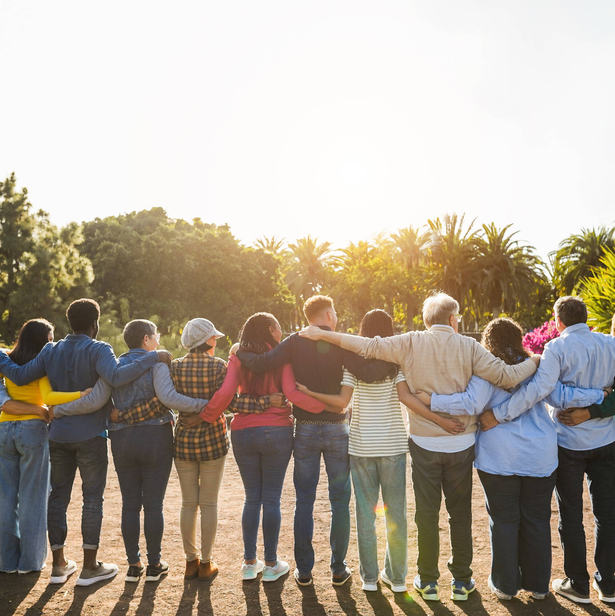 Group of neighbors coming together to support each other. 