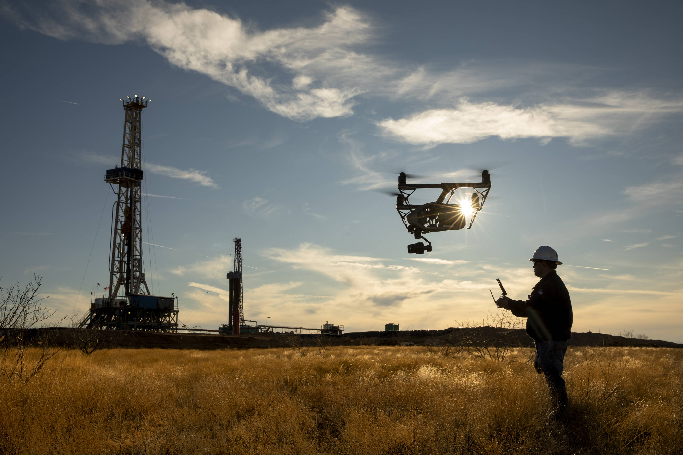 Man flying drone