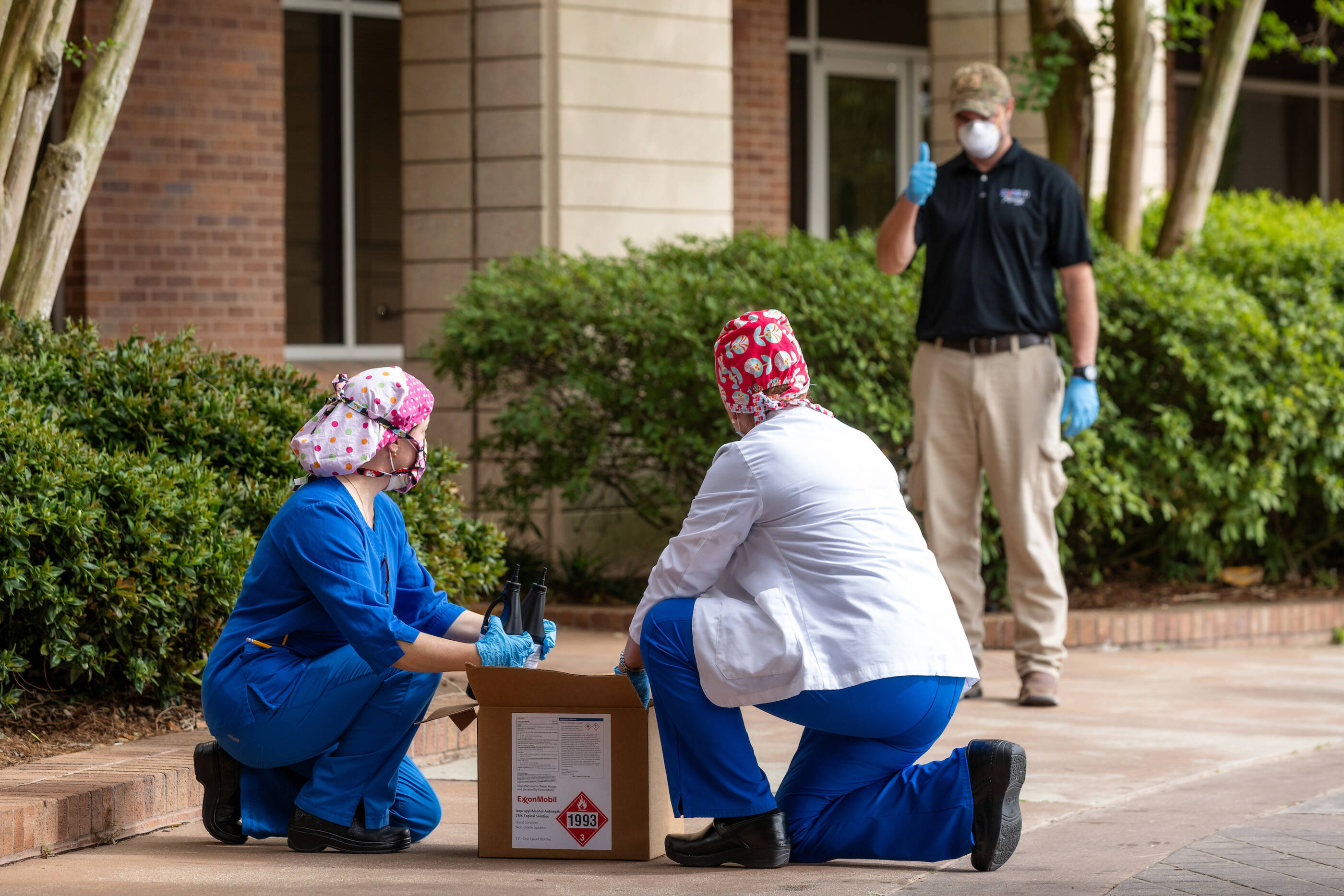 ExxonMobil donated hand sanitizer and personal protective equipment to first responders around the world.